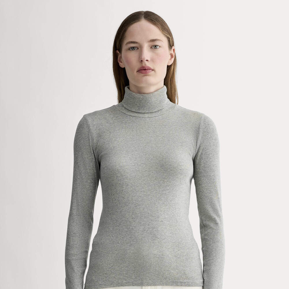 Everlane Women's Luxe Rib Turtleneck Sweater in Washed Heathered Grey, Size Sma…